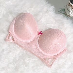 Pink Strapless Underwire Bra